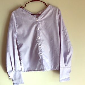 Sky Blue, Long Sleeve, Button Down Blouse